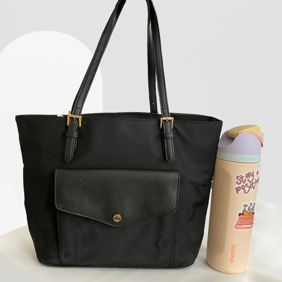 Michael Kors Handbags - Michael Kors Black Nylon Tote Gold Accents Large